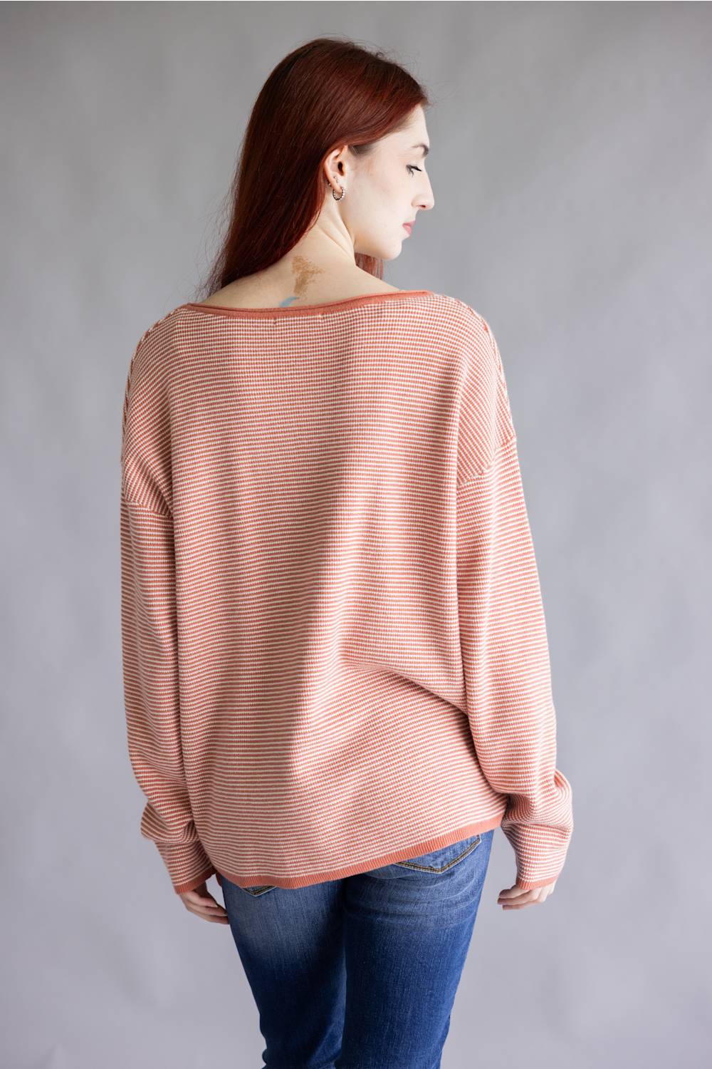 Staccato Pinstriped Sweater for Women in Terracotta | 54738A-TERRACOTTA - Image 3