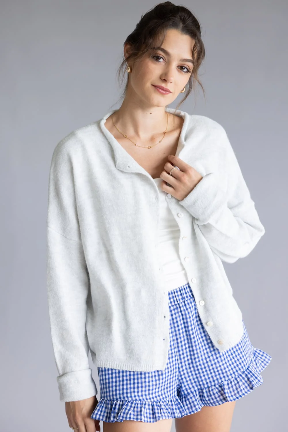 Things Between Piper Cardigan for Women in Light Grey | TBW237-LTGRY - Image 5