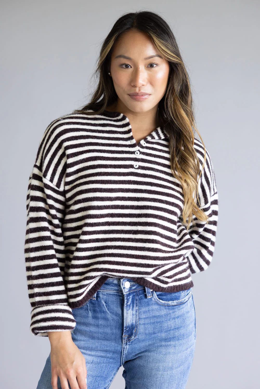Things Between Piper Henley Shirt for Women in Dark Wine | TBW14174-G-WIN - Image 2