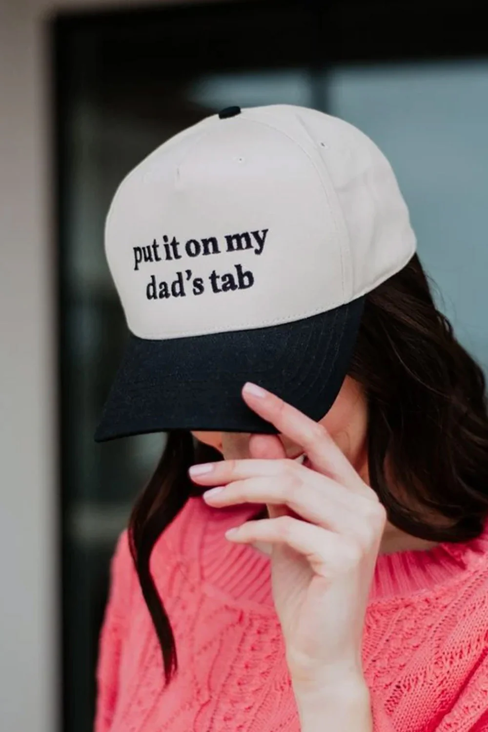 Put It On My Dad's Tab Trucker Hat for Women - Image 3