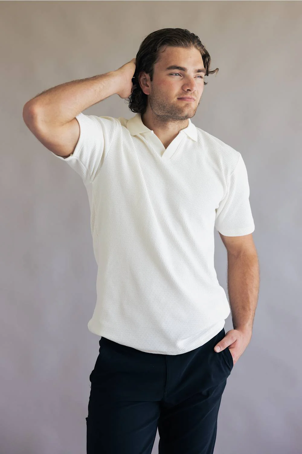 PX Johnny Collar Polo Shirt for Men in White | 8PV7176M-WHITE - Image 2