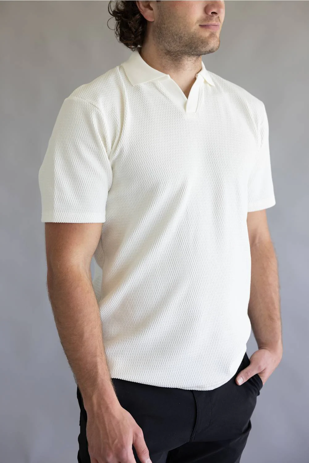 PX Johnny Collar Polo Shirt for Men in White | 8PV7176M-WHITE - Image 4