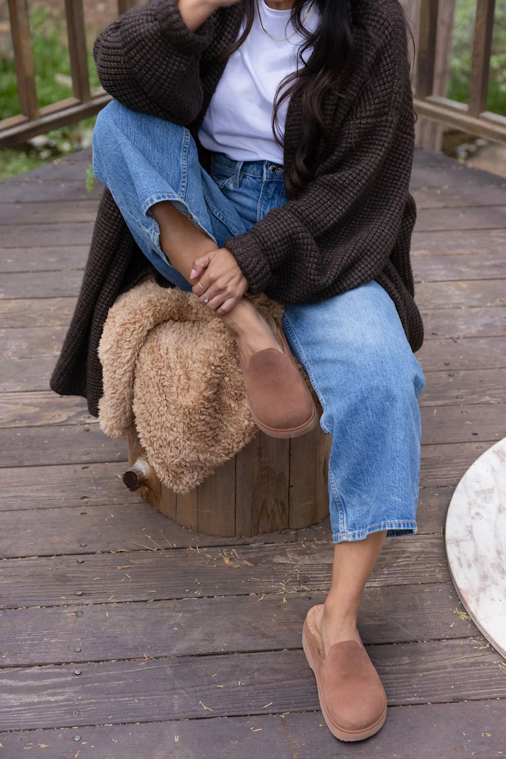 Reef Vista Skye Platform Clogs for Women in Walnut Suede | CJ8748 - Image 2