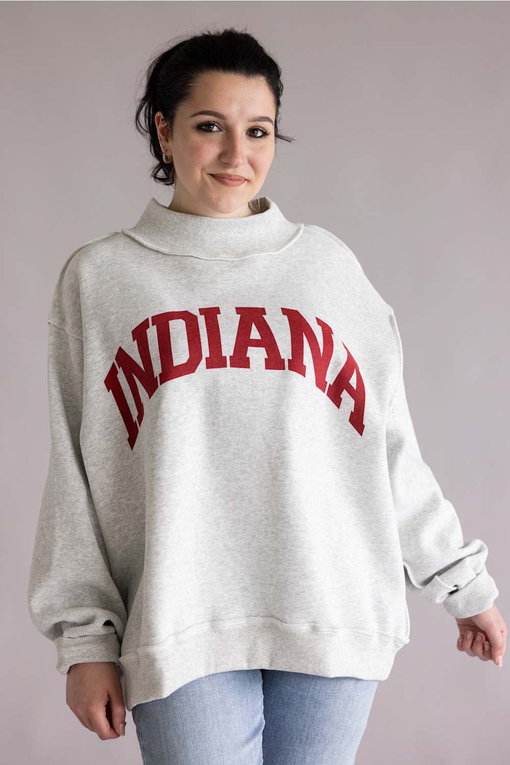 Reversible Indiana Mock Neck Sweatshirt for Women in Light Heather | IT2594-INDIANA