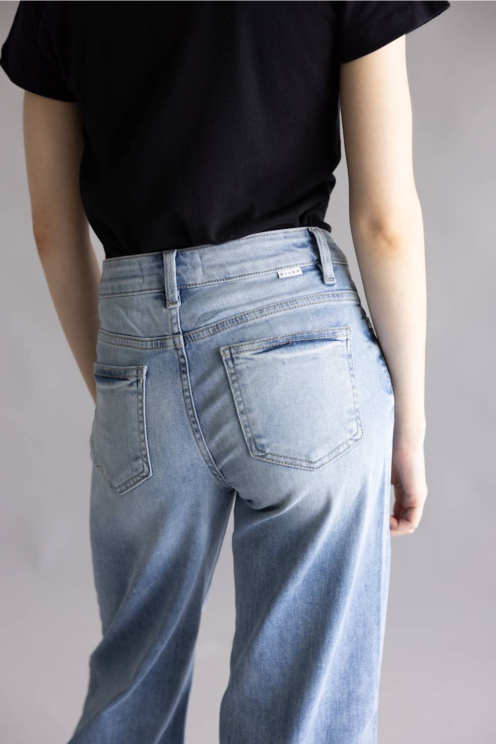 Risen High Rise Tummy Control Palazzo Jeans for Women | PWA21114-LT - Image 3