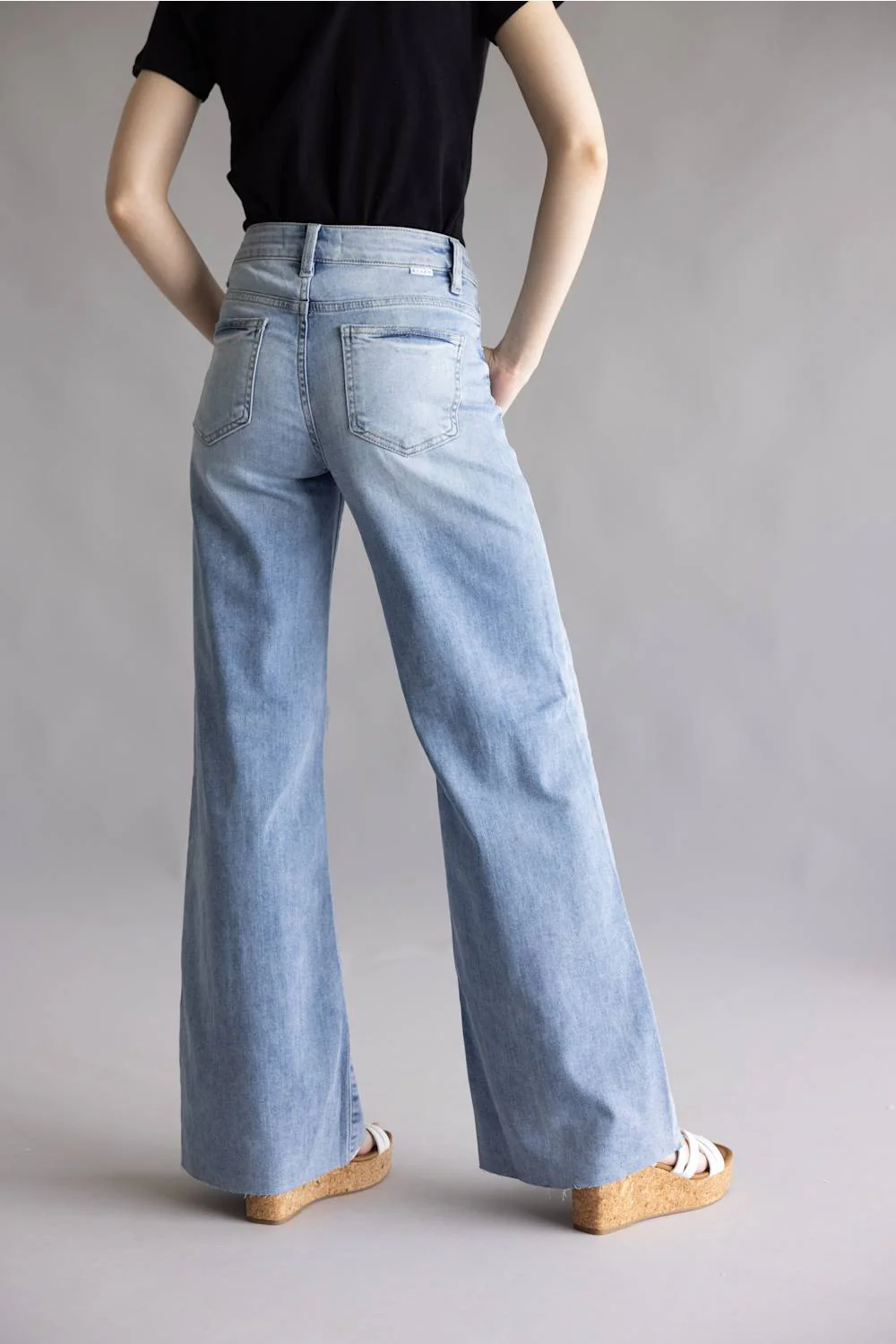 Risen High Rise Tummy Control Palazzo Jeans for Women | PWA21114-LT - Image 4