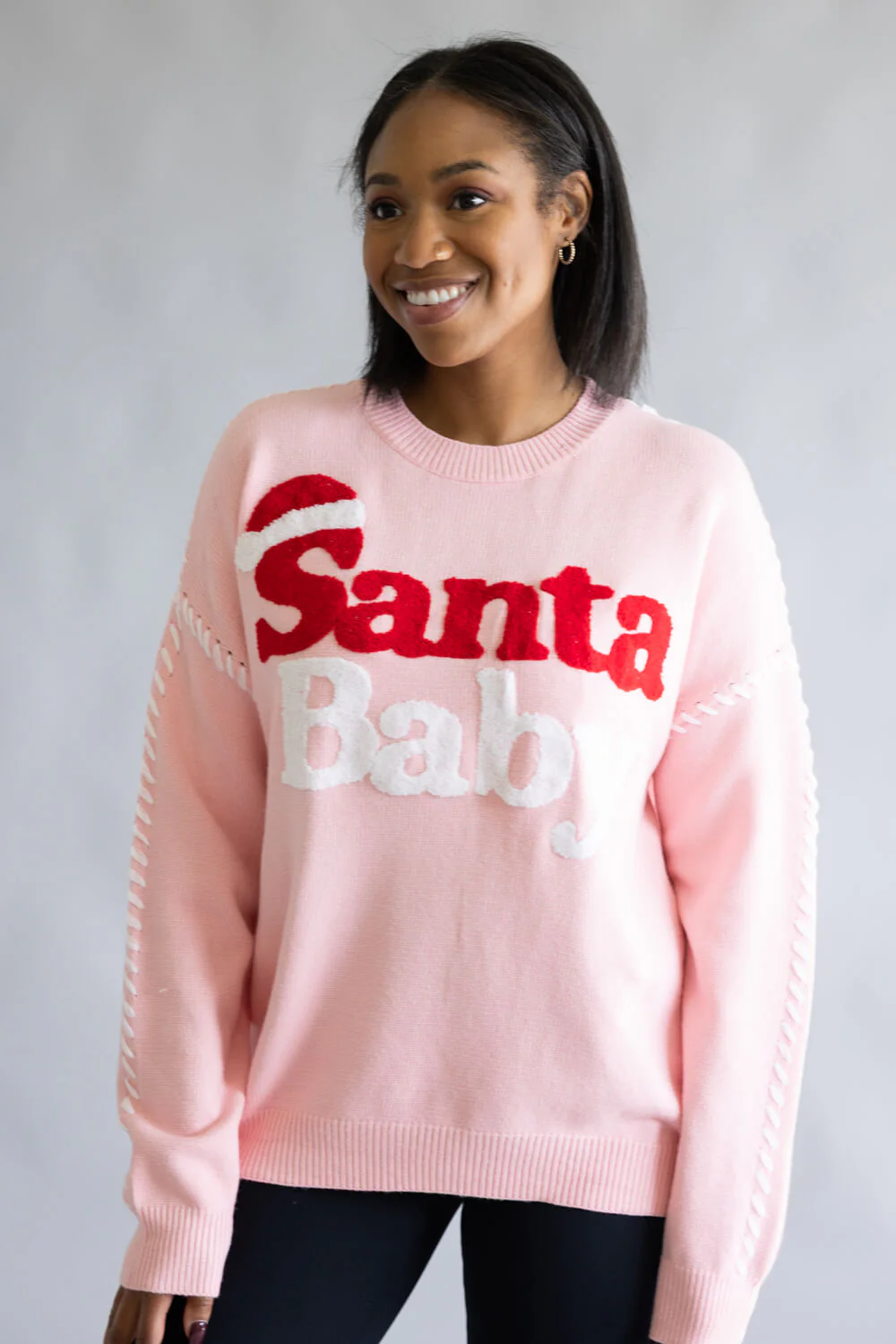 Santa Baby Sweater for Women in Light Pink | CL21078-LIGHTPINK