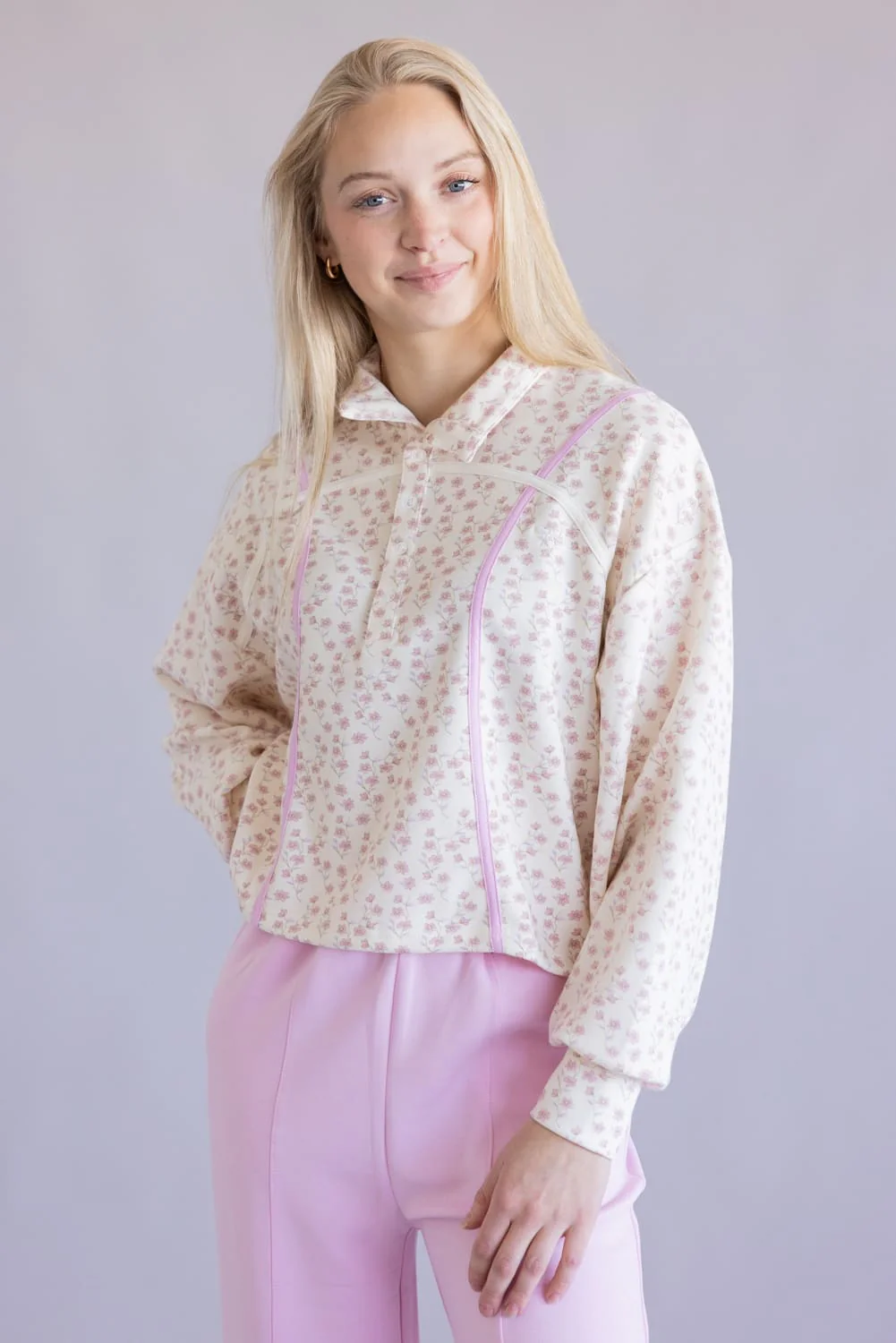 Simply Southern Cinched Snap Collar Pullover for Women