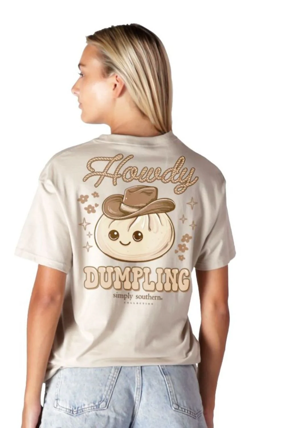 Simply Southern Howdy Dumpling T-Shirt for Women in Clay | SS-DUMPLINGS-CLAY