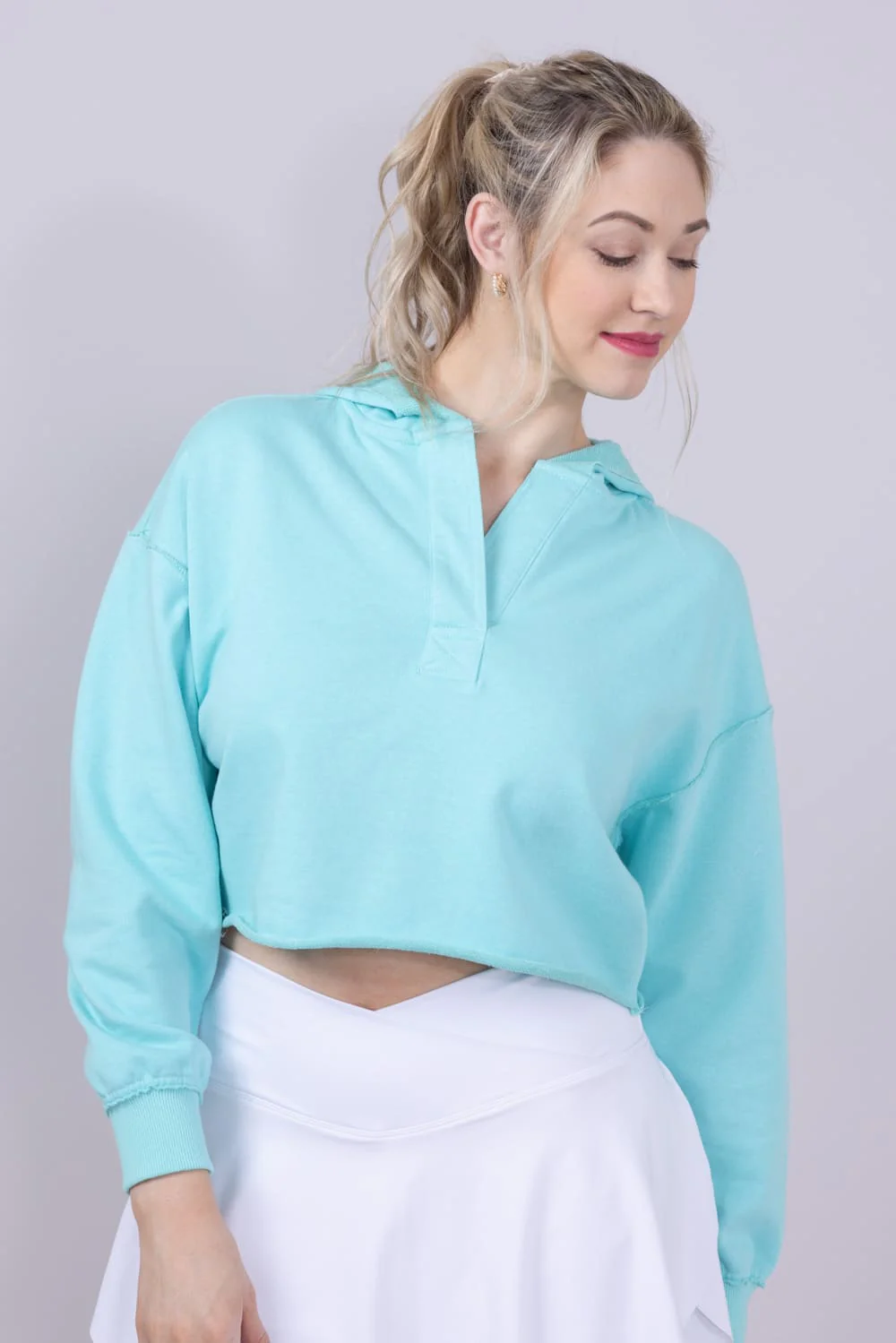 Simply Southern Johnny Collar Cropped Hoodie for Women
