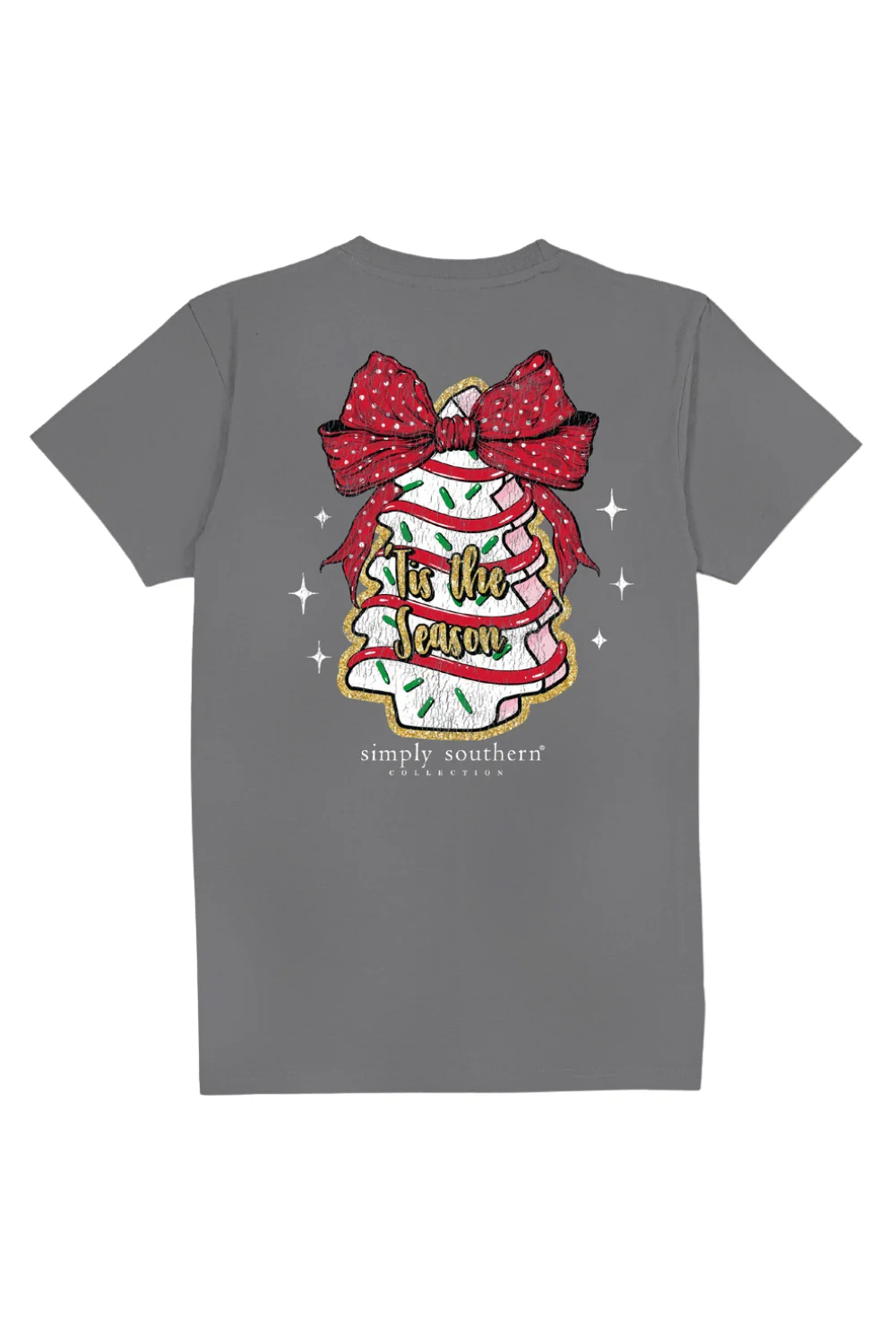 Simply Southern Plus Size Christmas Cake T-Shirt for Women in Washed Charcoal | EXT-SS-CAKE-WSHCOAL