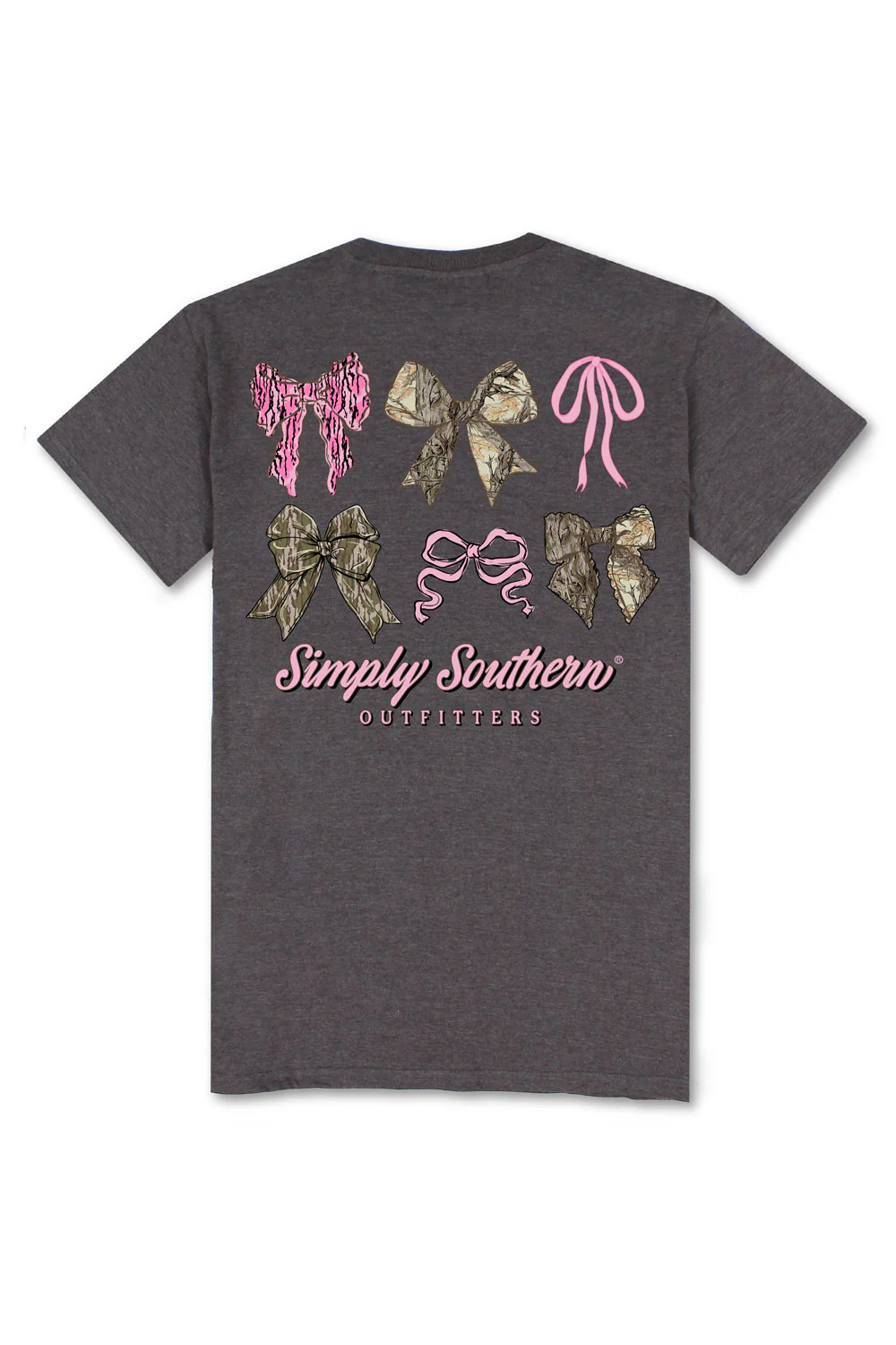 Simply Southern Plus Size Multi Camo Bow T-Shirt for Women in Grey | EXT-MULTICAMO-IRONHTHR
