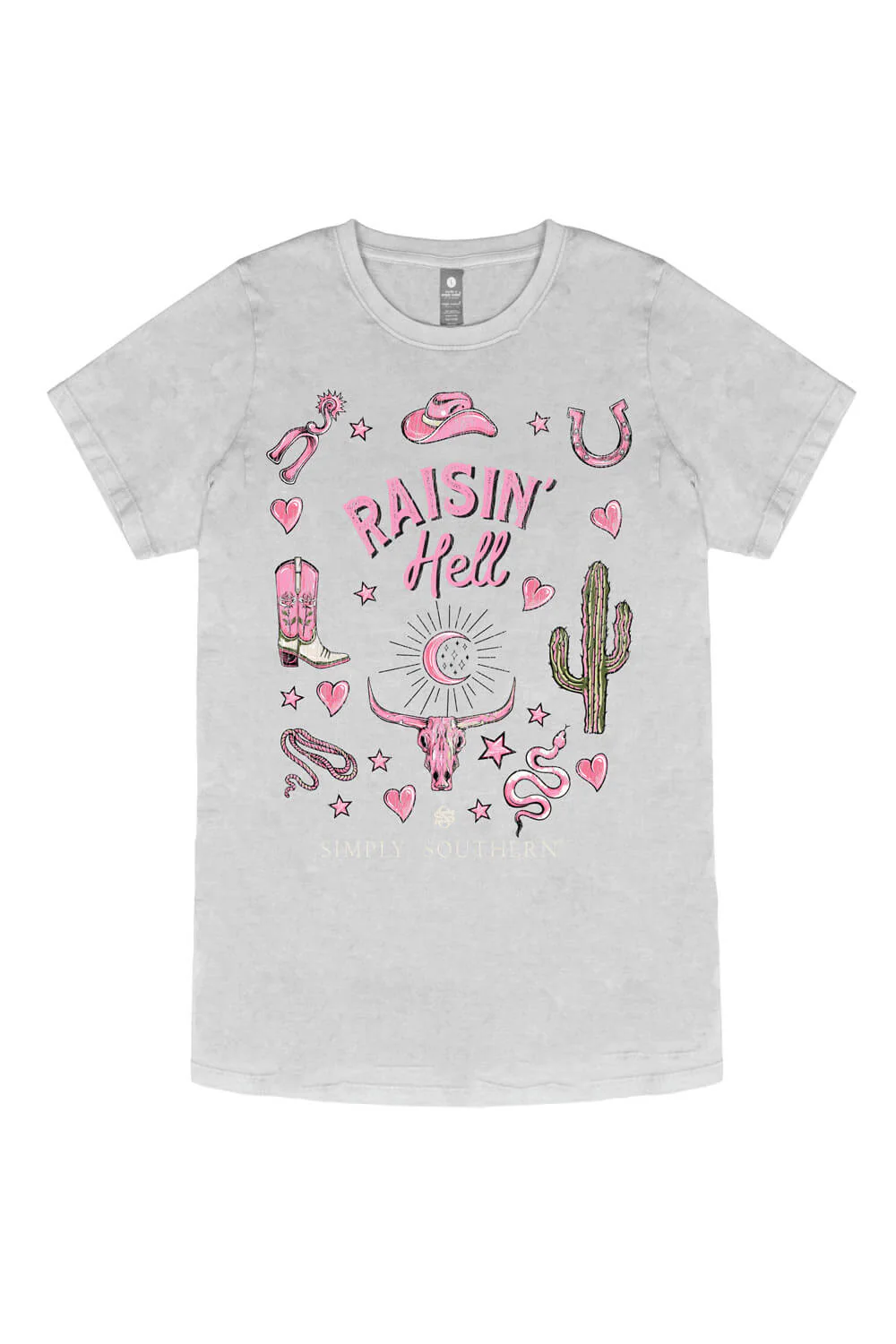 Simply Southern Raisin’ Hell T-Shirt for Women in Washed Grey | SS-RSN-WSHSHDW - Image 2