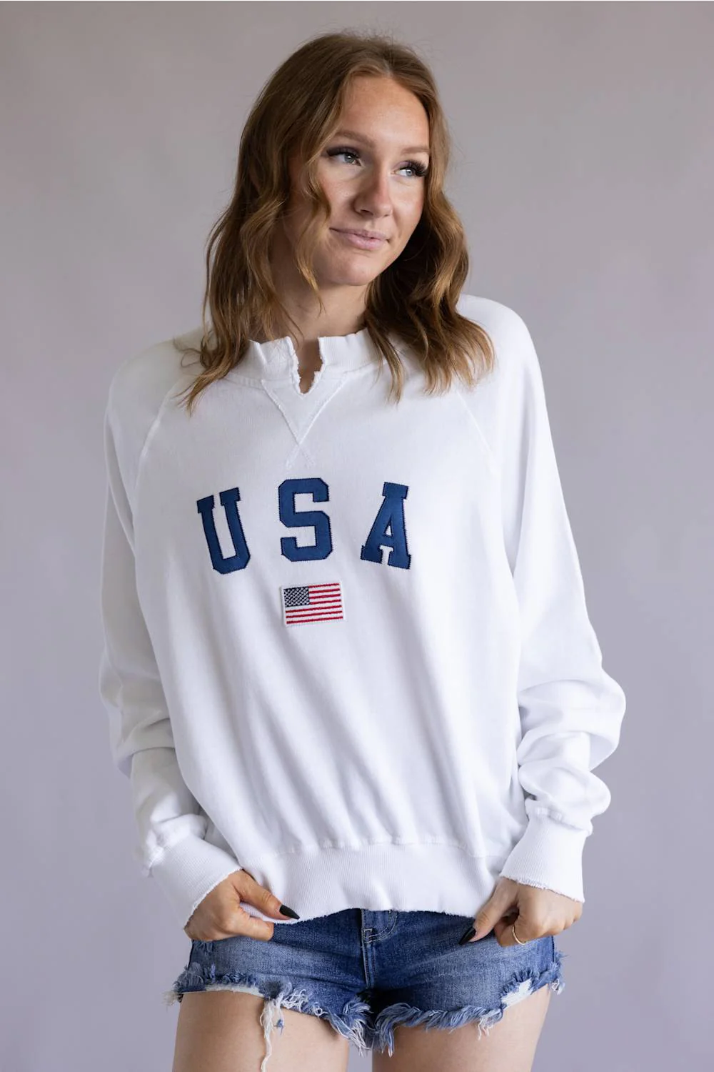 Simply Southern USA Summer Crewneck for Women in White | PP-0126-CREW-SUMR-USA