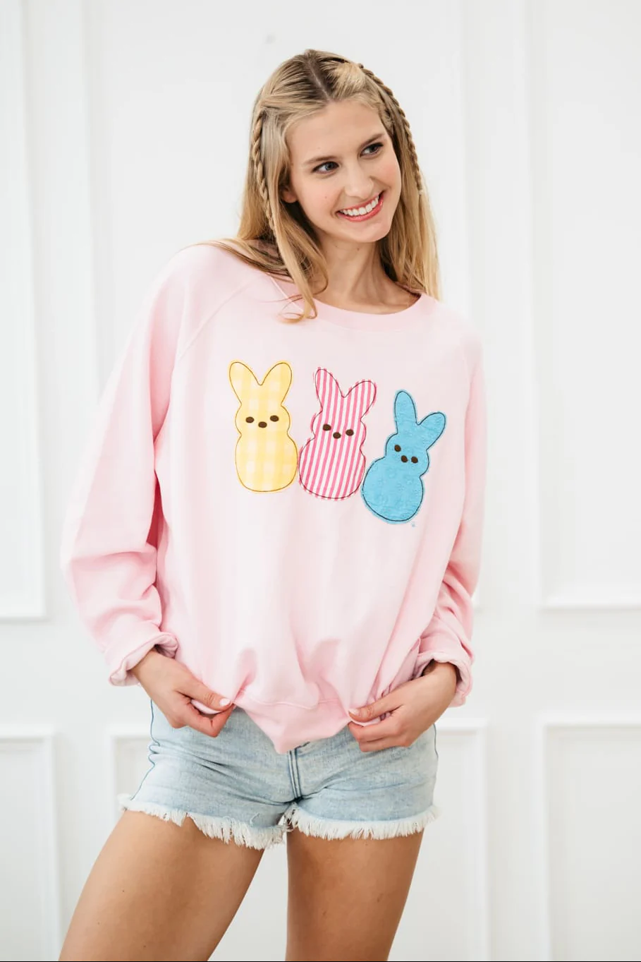 Simply Southern x Peeps Crewneck for Women in Light Pink | PP-0126-PEEPS-CRW