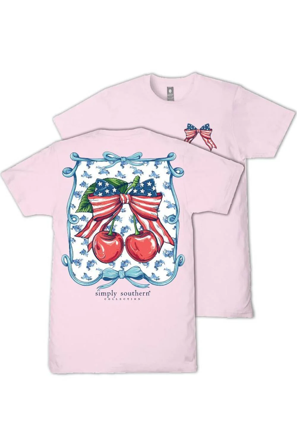 Simply Southern Youth American Darlin’ T-Shirt for Girls in Peony | YTH-SS-USACHERRY-PEONY - Image 2