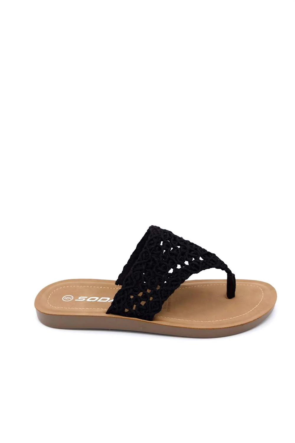Soda Lookin Crochet Flip Flops for Women in Black | LOOKIN-S BLACK - Image 2