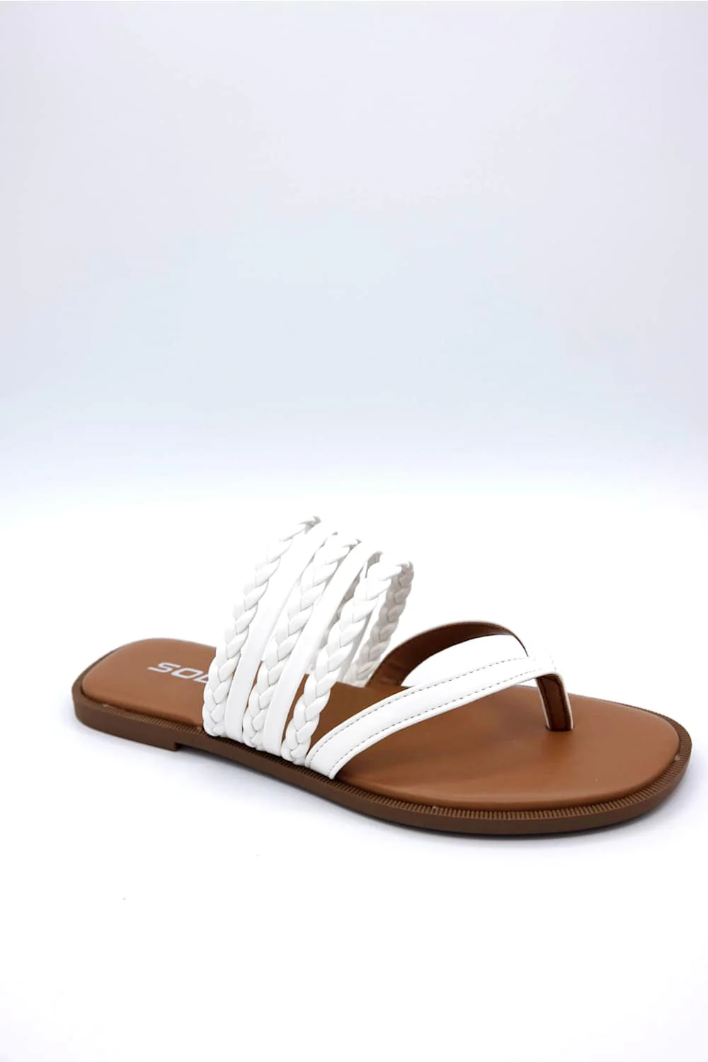 Soda Garrick Braided Flip Flops for Women in White | GARRICK-S WHITE