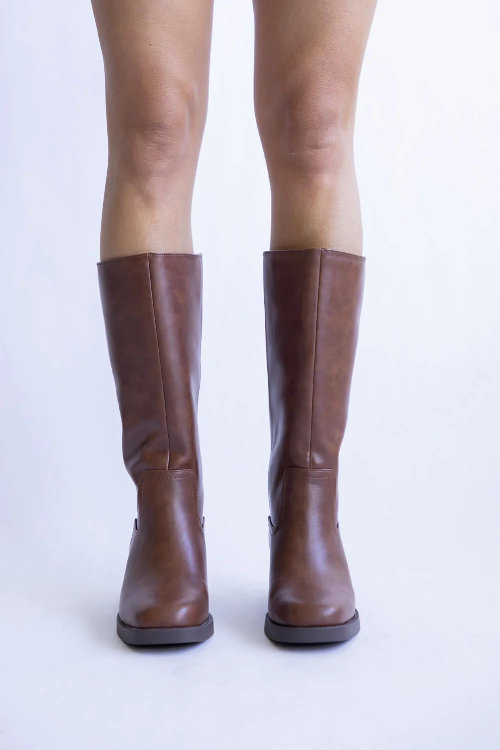 Soda Mid Calf Faux Leather Boots for Women in Cognac | BELVIN-COGNAC - Image 2