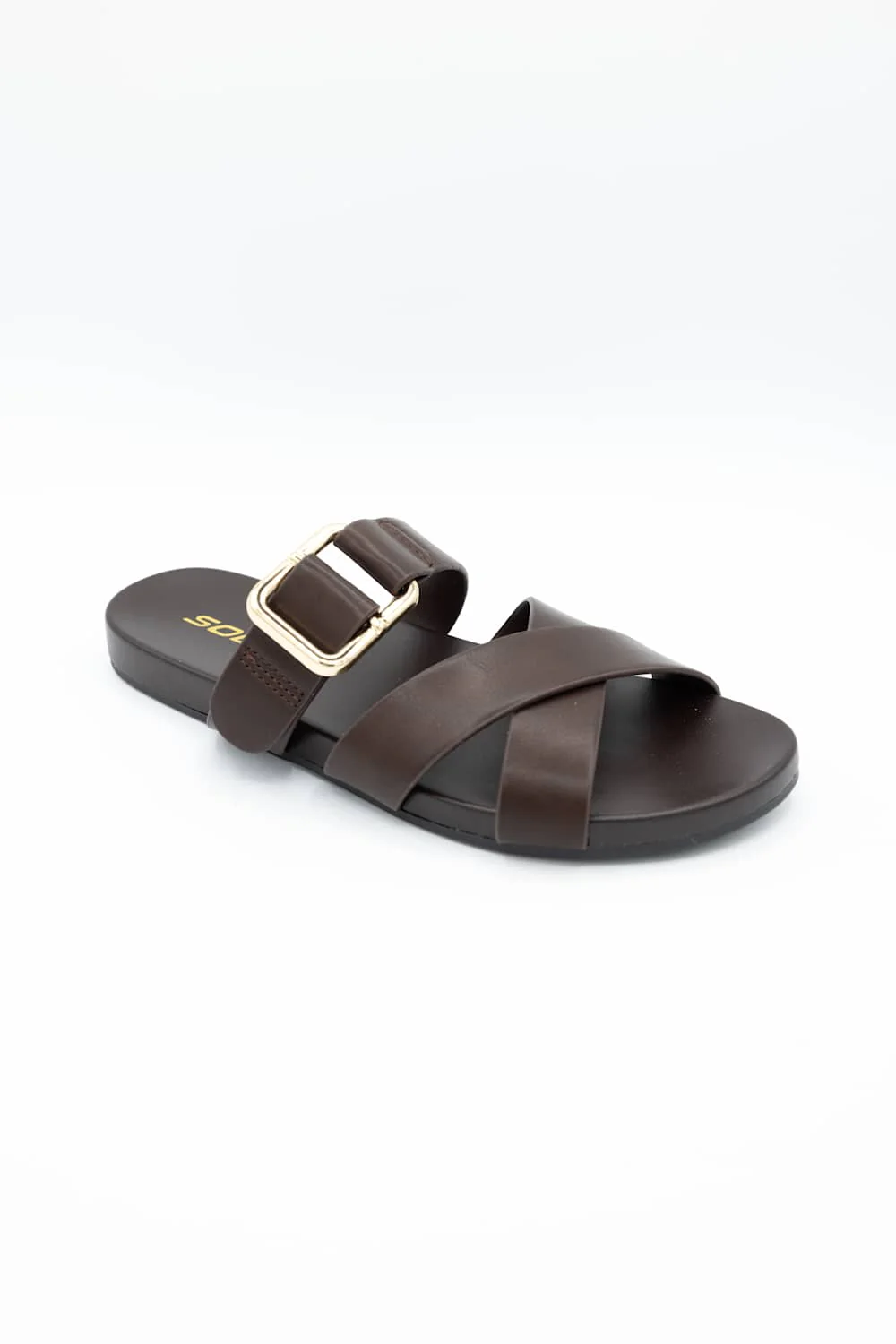 Soda Terse Slide Sandals in Brown | TERSE-S BROWN