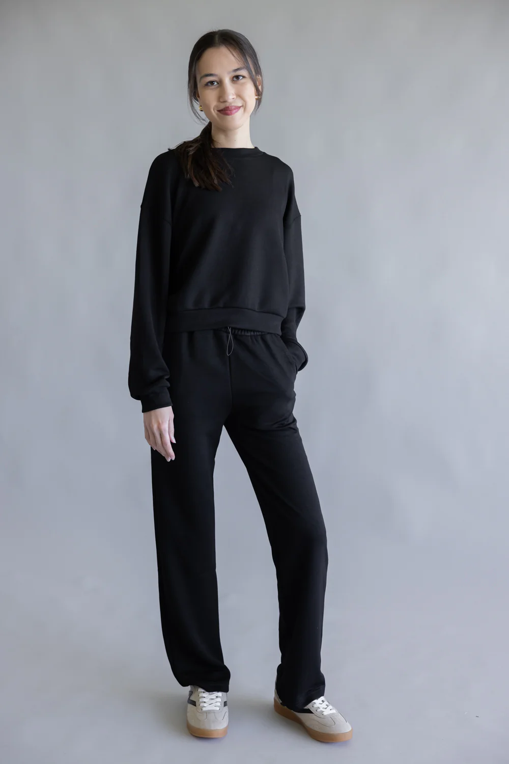 Love Tree Buttery Soft Wide Leg Jogger Pants for Women in Black | 60078PN-BLACK