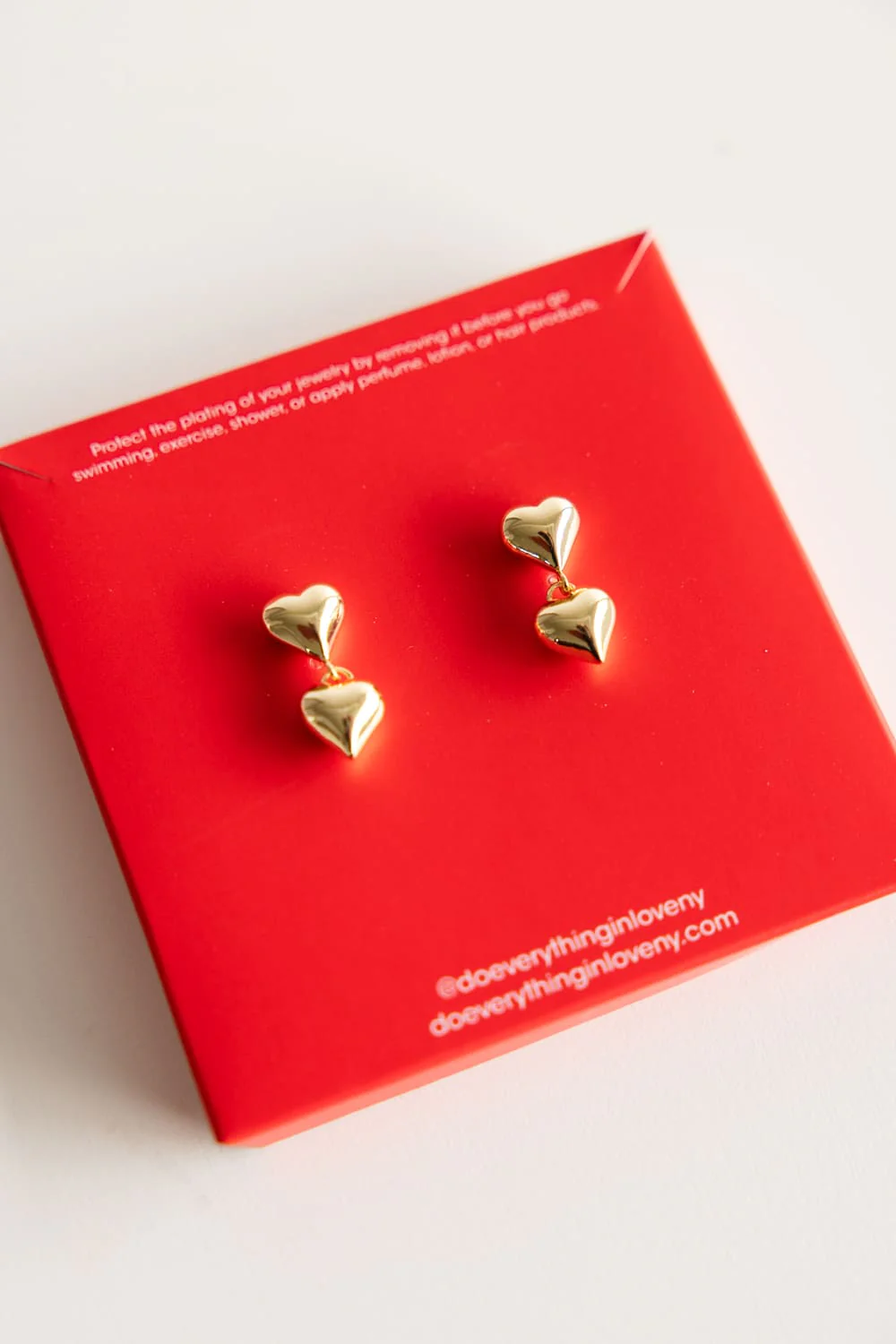 Stacked Heart Stud Earrings for Women in Gold | BJE311537GLD