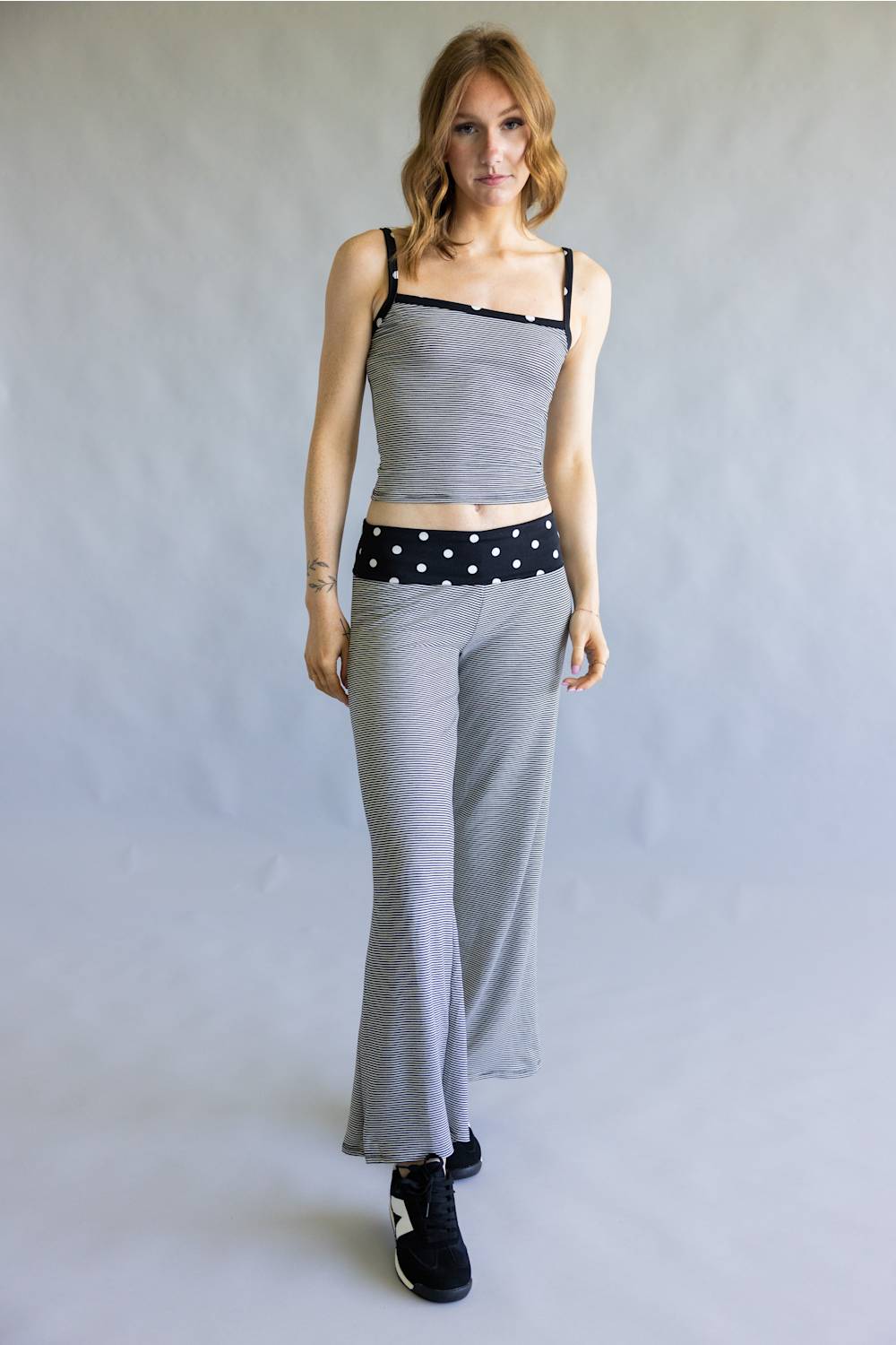 Stripes & Polka Dots Matching Set for Women in Black/Off White | BS412-3-BLACKOFFWHITE - Image 7