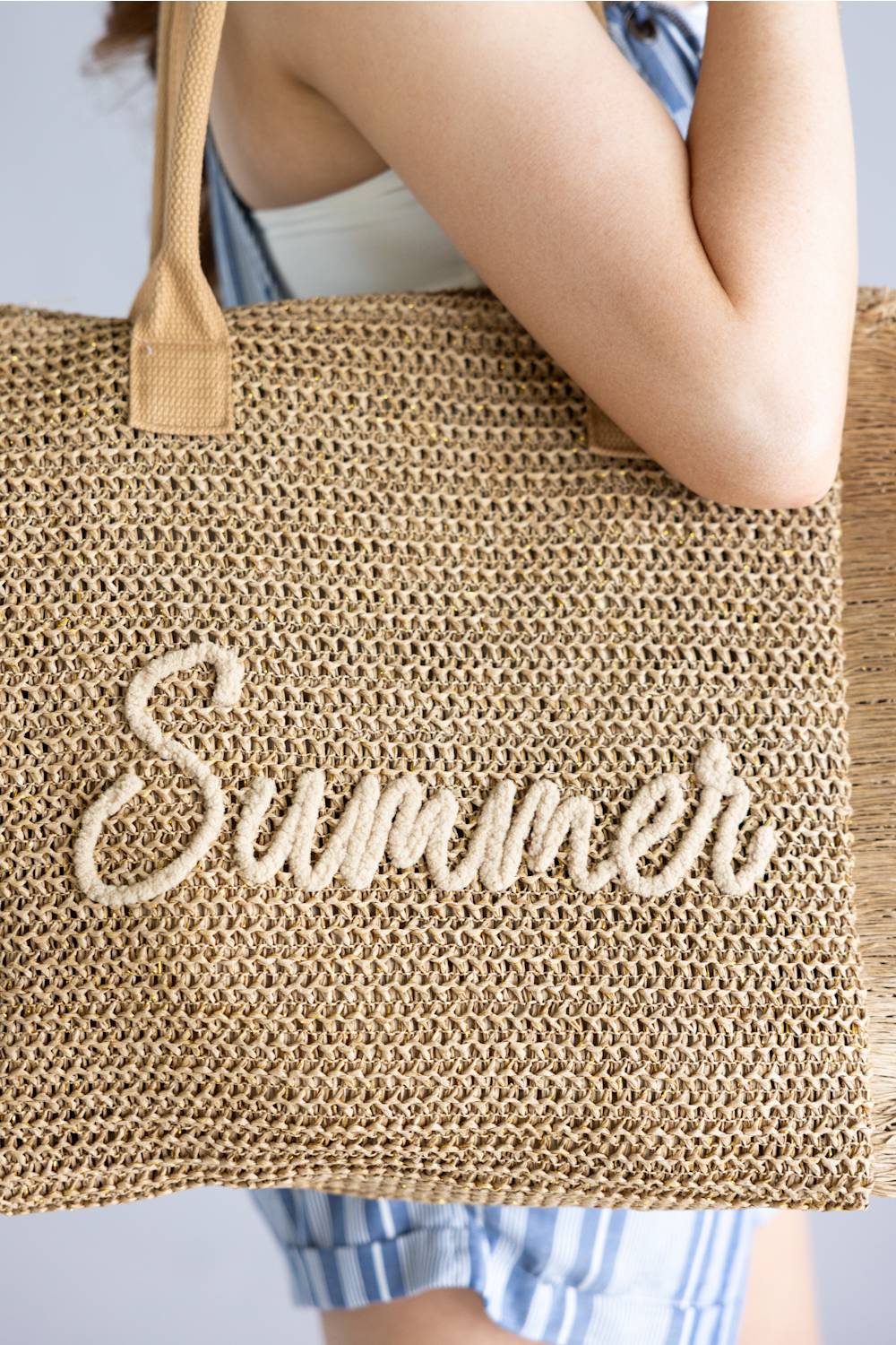 Summer Rope Straw Tote Bag in Tan | TB0326-TAN - Image 4