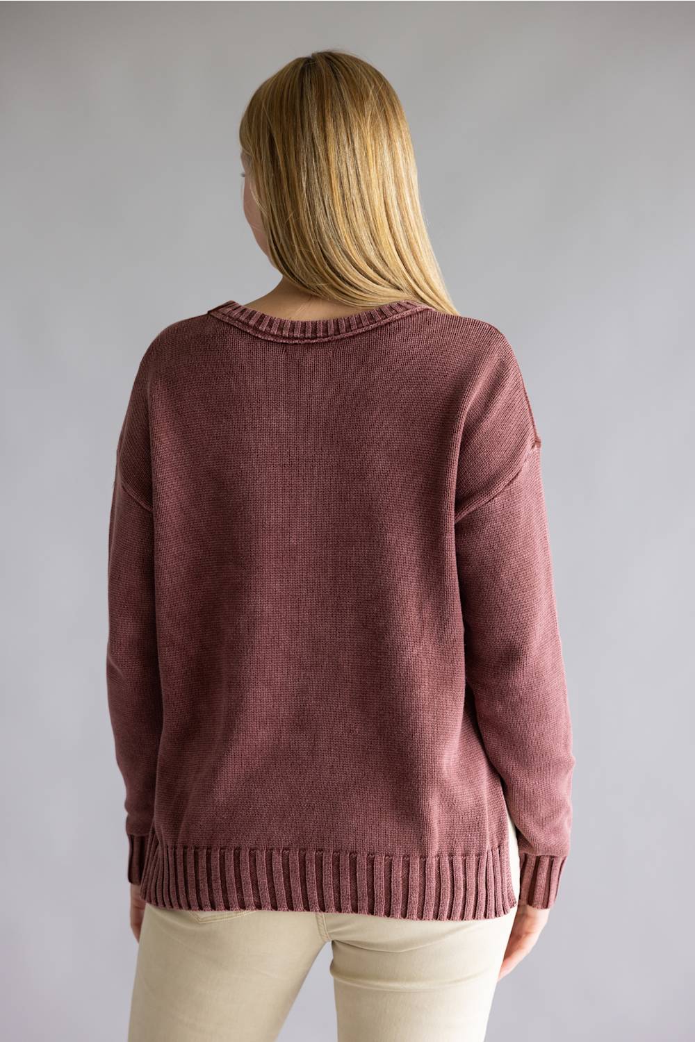 Tea n Rose Mineral Wash Sweater for Women in Cocoa | IW49263-COC - Image 3
