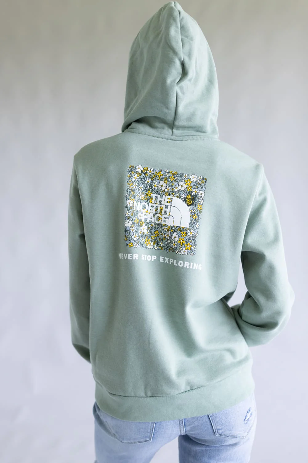 The North Face Evolution Floral Box Hoodie for Women in Slate Moss | NF0A8FQ4-BQ1