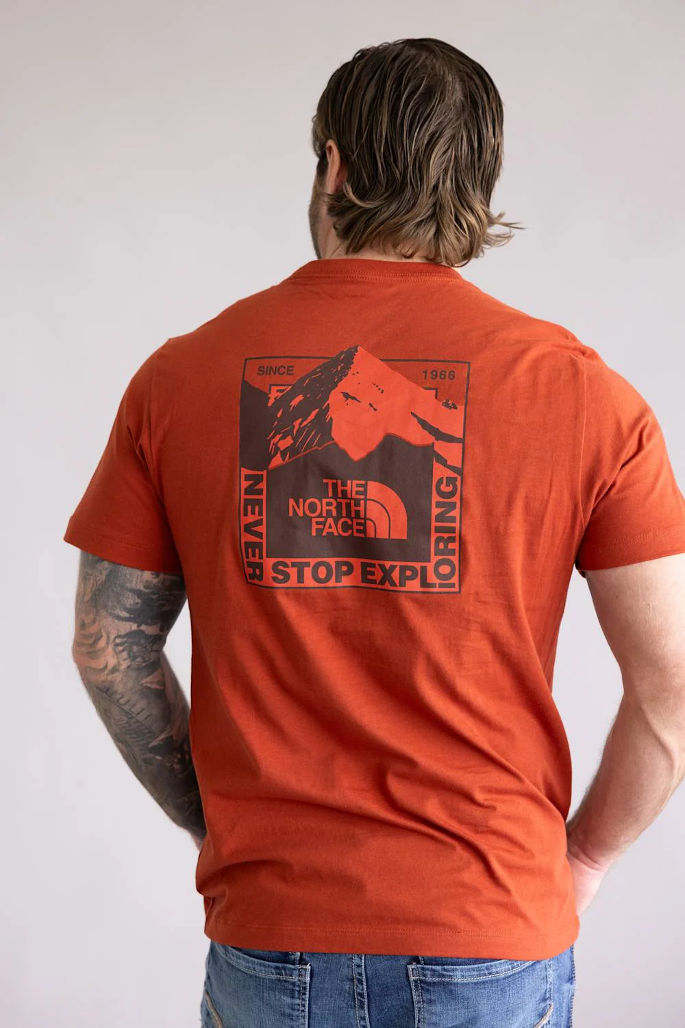 The North Face Mountain Scape Tee for Men in Iron Clay | NF0A8GMF-G6I CLAY