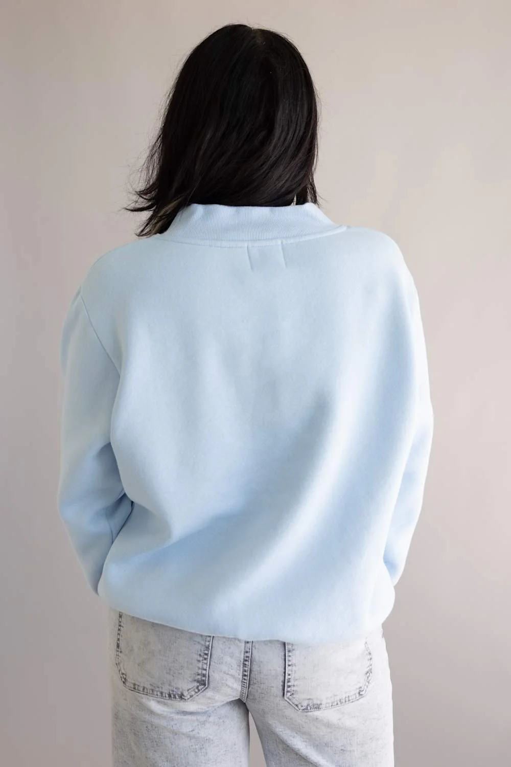 Things Between Mock Neck Pullover for Women in Baby Blue | TBT14112-G-BBLU - Image 3