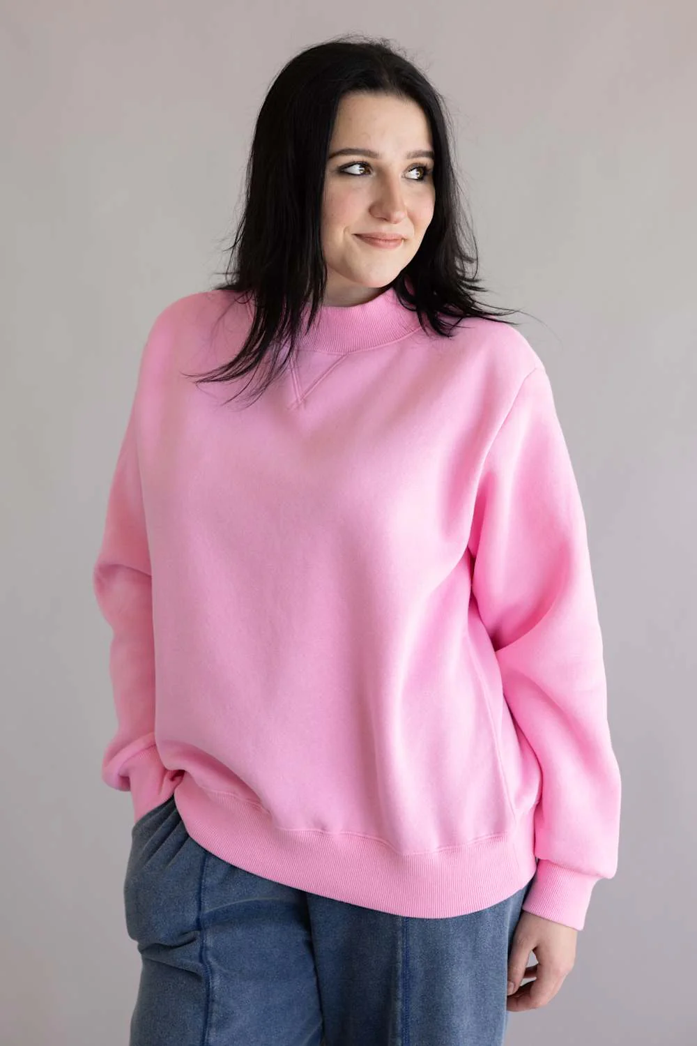 Things Between Mock Neck Pullover for Women in Bubblegum | TBT14112-G-GUM - Image 4