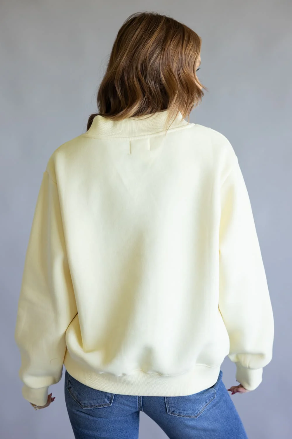 Things Between Mock Neck Fleece Pullover for Women in Butter Yellow | TBT14112-G-BTR - Image 6