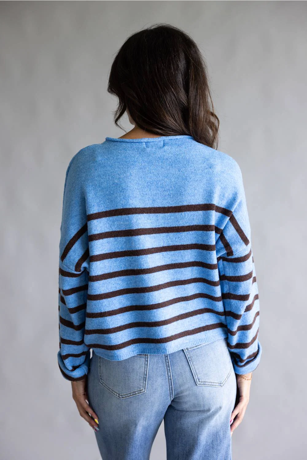 Things Between Striped Piper Pullover for Women in Blue | TBW14665-G-BLU - Image 3