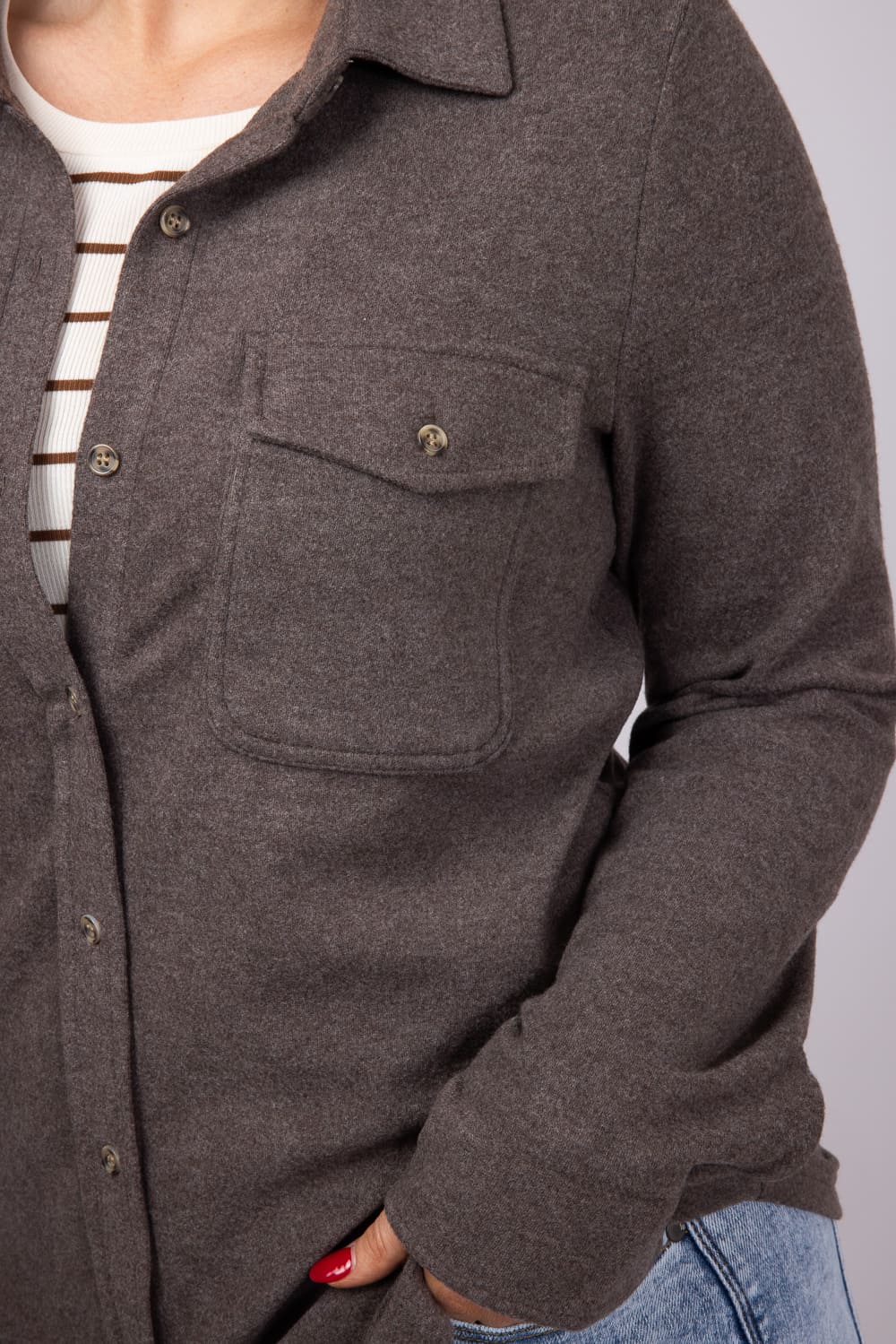 Thread & Supply Cassian Soft Luxe Button Up Shirt in Brown Heather | T4444PVTS-BROWNHEATHER - Image 3