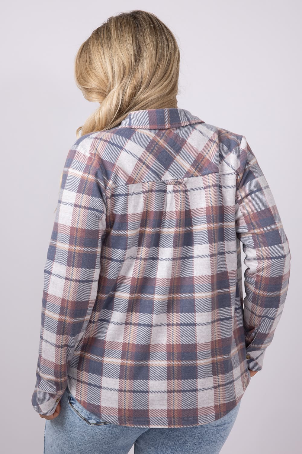 Thread & Supply Cassian Soft Luxe Button Up Shirt in Vintage Indigo Plaid | T4444PVTS-VINTAGEINDIGOPLAID - Image 2