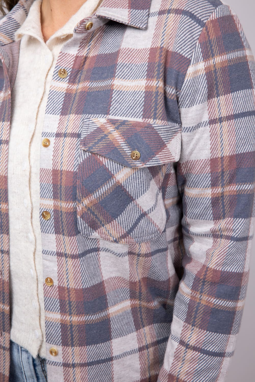 Thread & Supply Cassian Soft Luxe Button Up Shirt in Vintage Indigo Plaid | T4444PVTS-VINTAGEINDIGOPLAID - Image 3
