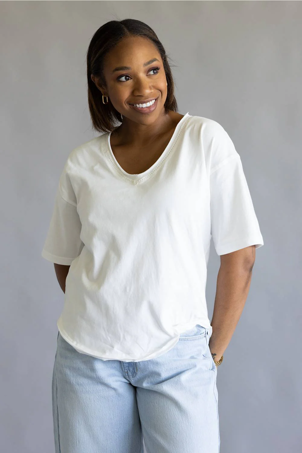 Thread & Supply Ismeria T-Shirt for Women in White | T5450CKNTS-WHITE - Image 4