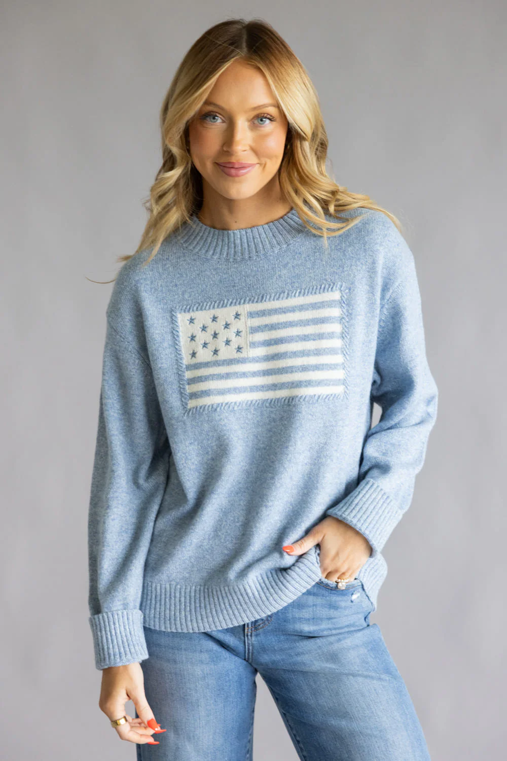 Thread & Supply Knit Allegiance Sweater for Women in Heather Blue | T3932SWTS-HEATHERBLUE