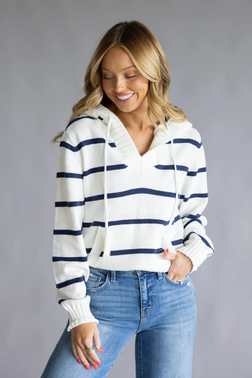 Thread & Supply Rylee Hoodie for Women in Ivory Navy | T3870SWTS-IVORYNAVY