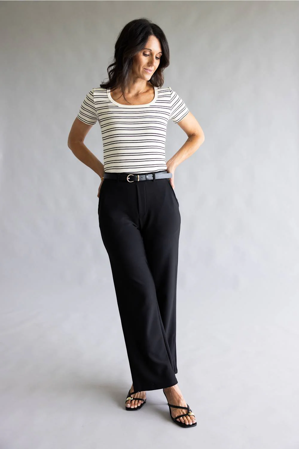 Thread & Supply Striped Katara T-Shirt for Women in Off White | T4296MSTS-OFFWHITECOFFEESTRIPE - Image 2