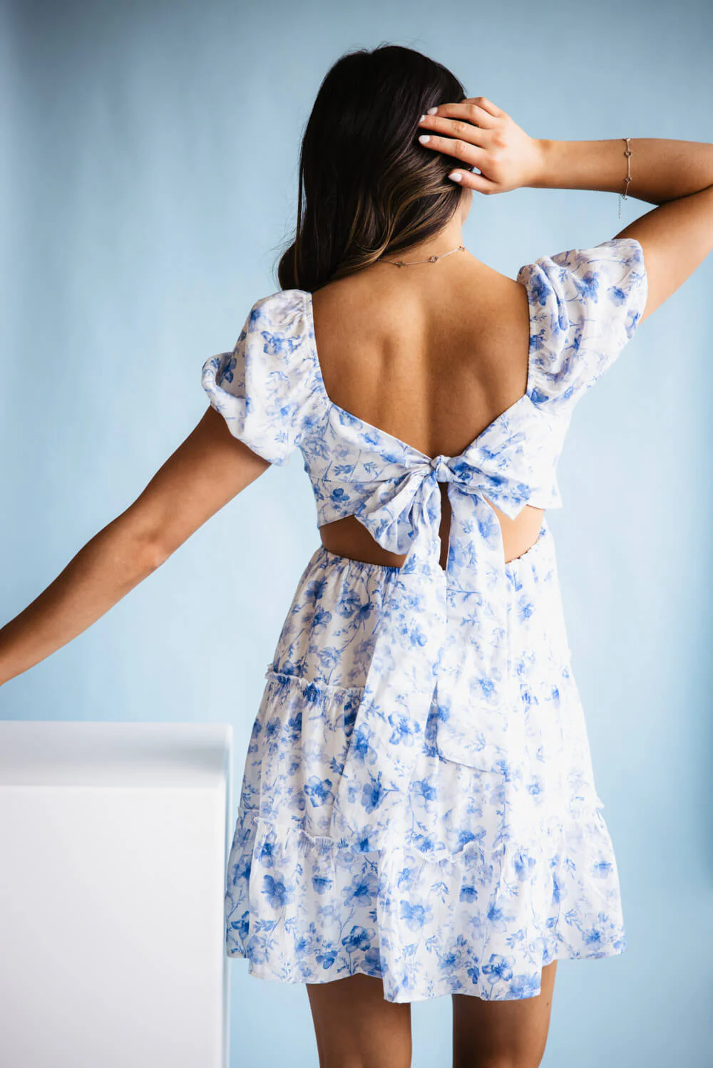 Tiered Floral Back Tie Dress for Women - Image 2