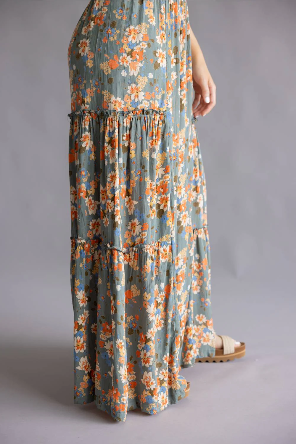 Tiered Floral Beach Pants for Women in Teal | 25T06-A854 - Image 3