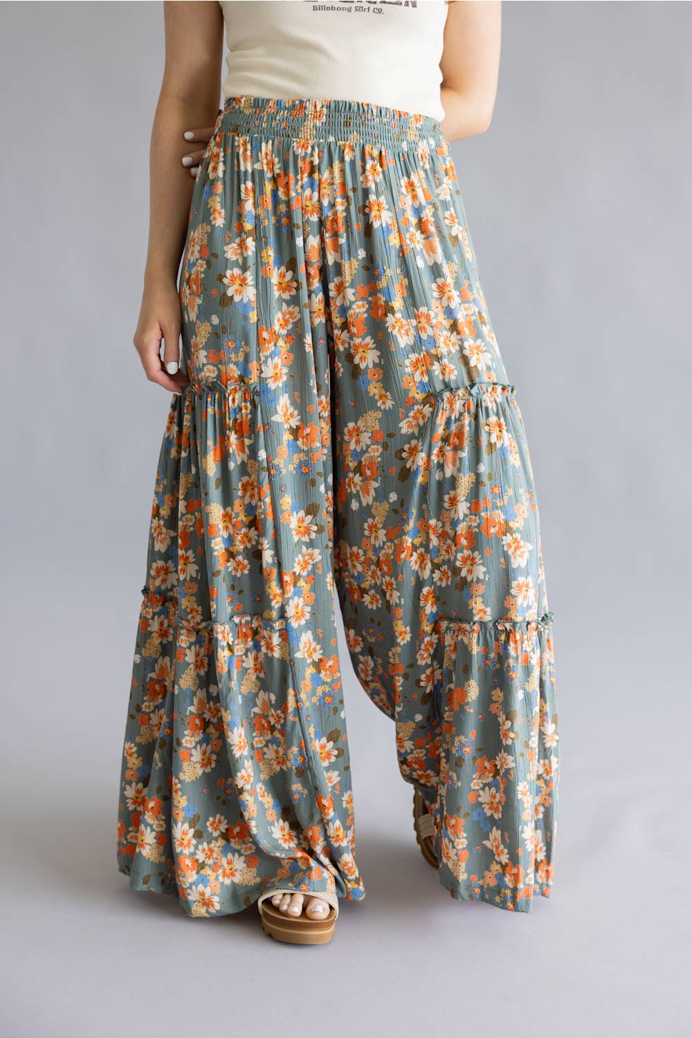 Tiered Floral Beach Pants for Women in Teal | 25T06-A854 - Image 5
