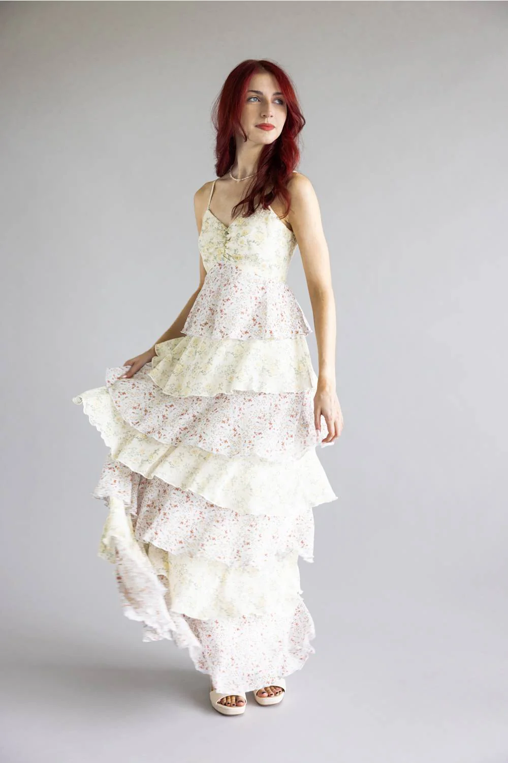 Tiered Floral Ruffle Maxi Dress for Women