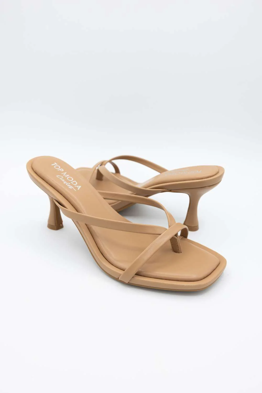 Top Moda Selena Kitten Heels for Women in Camel | SELENA-52 CAMEL