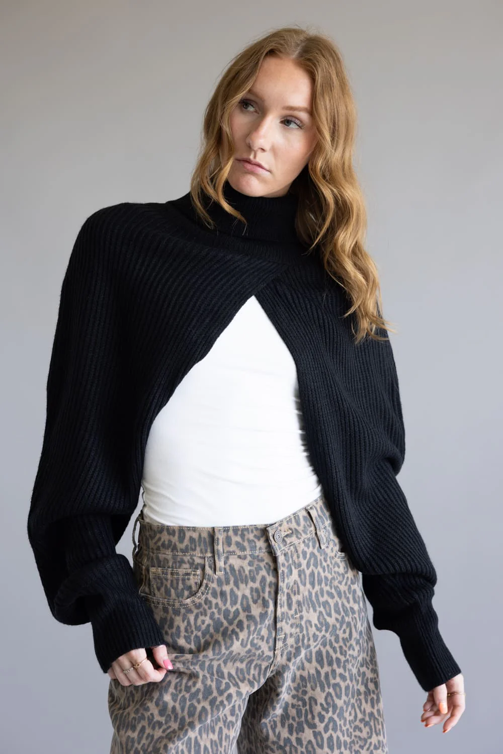 Turtleneck Shrug Bolero Sweater for Women
