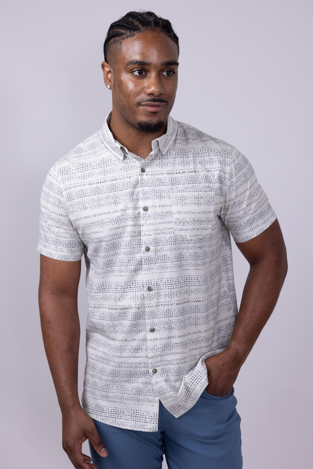 Union Printed Aeromesh Button Up Shirt for Men