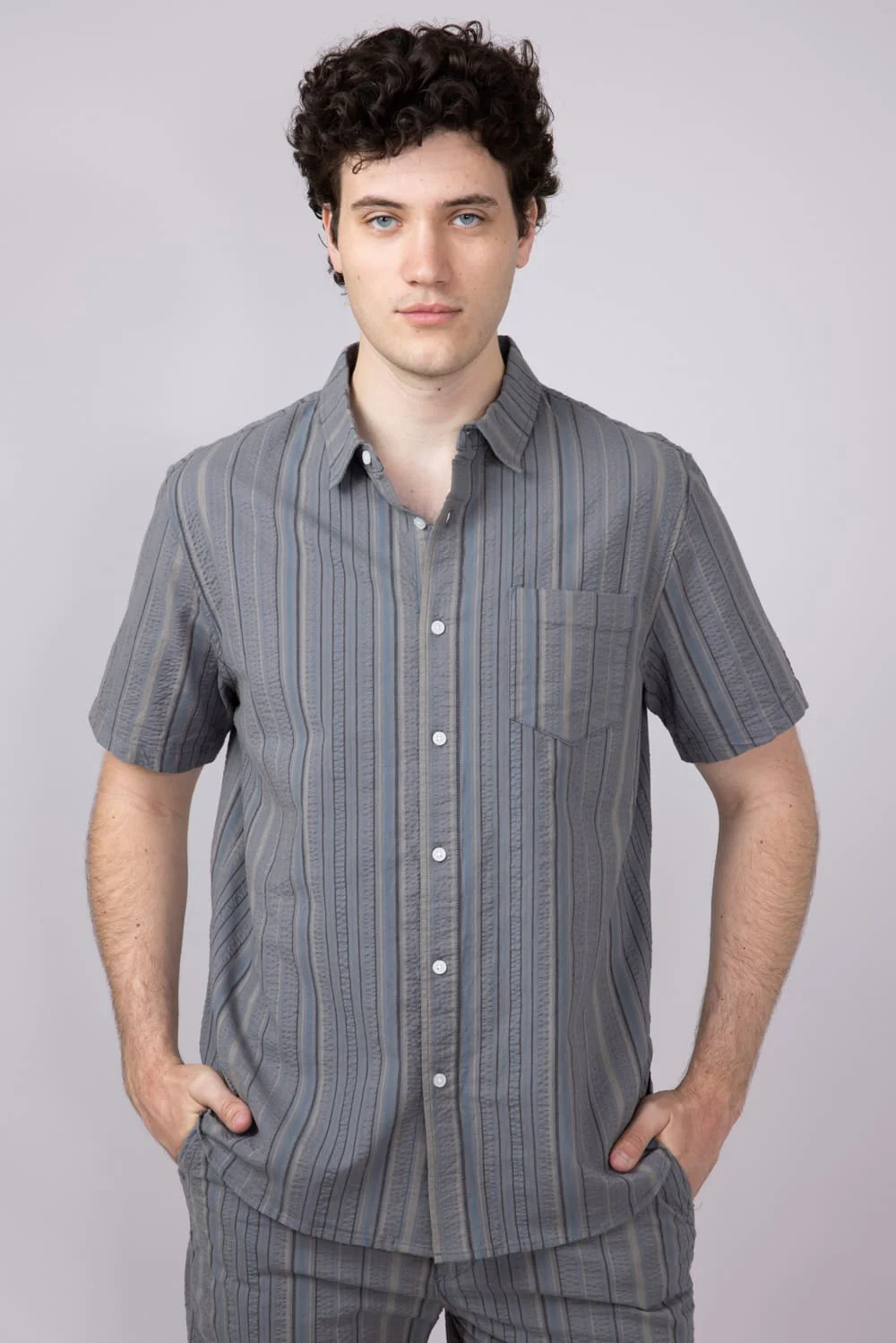 Union Valencia Seersucker Button Up Shirt for Men